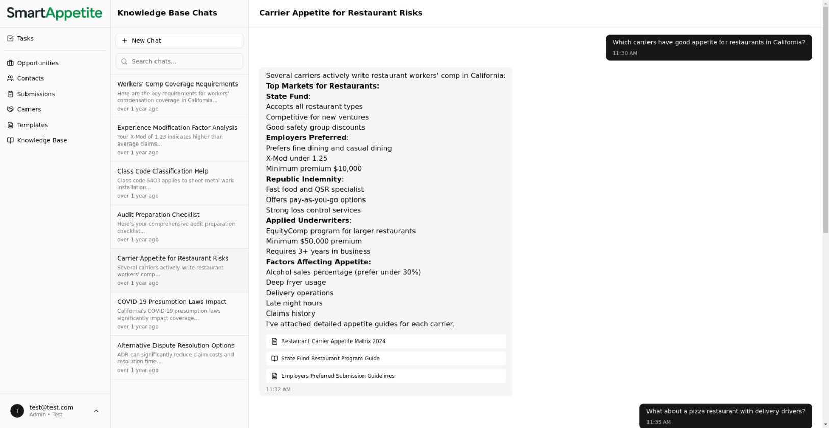 Knowledge Base Chat Interface